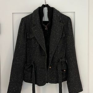 Zara Black tweed jacket with multicolor accents
